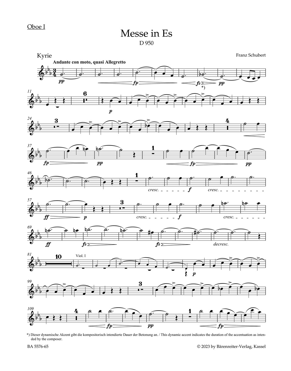 Schubert Mass In E-flat Major D 950 Wind Set Sheet Music Songbook