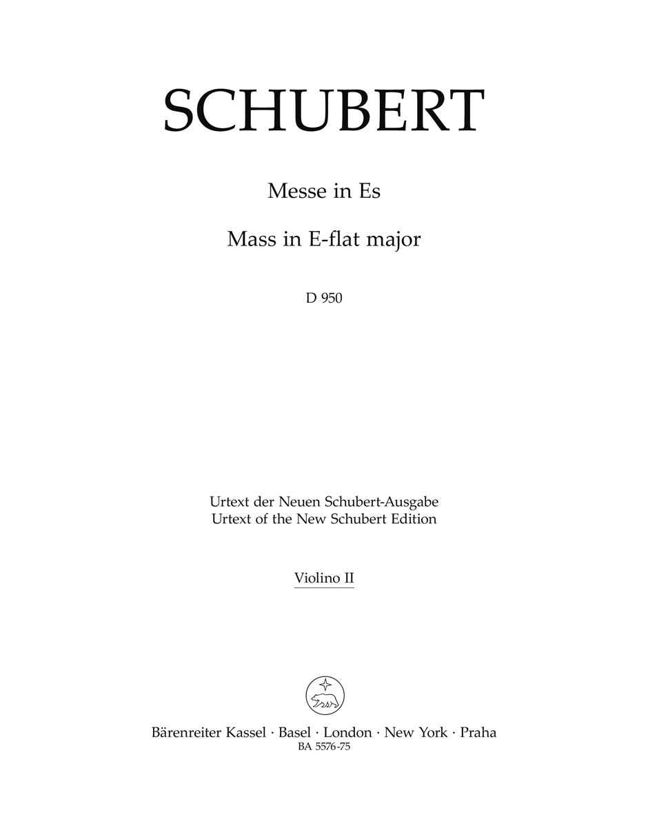 Schubert Mass In E-flat Major D 950 Violin Ii Sheet Music Songbook