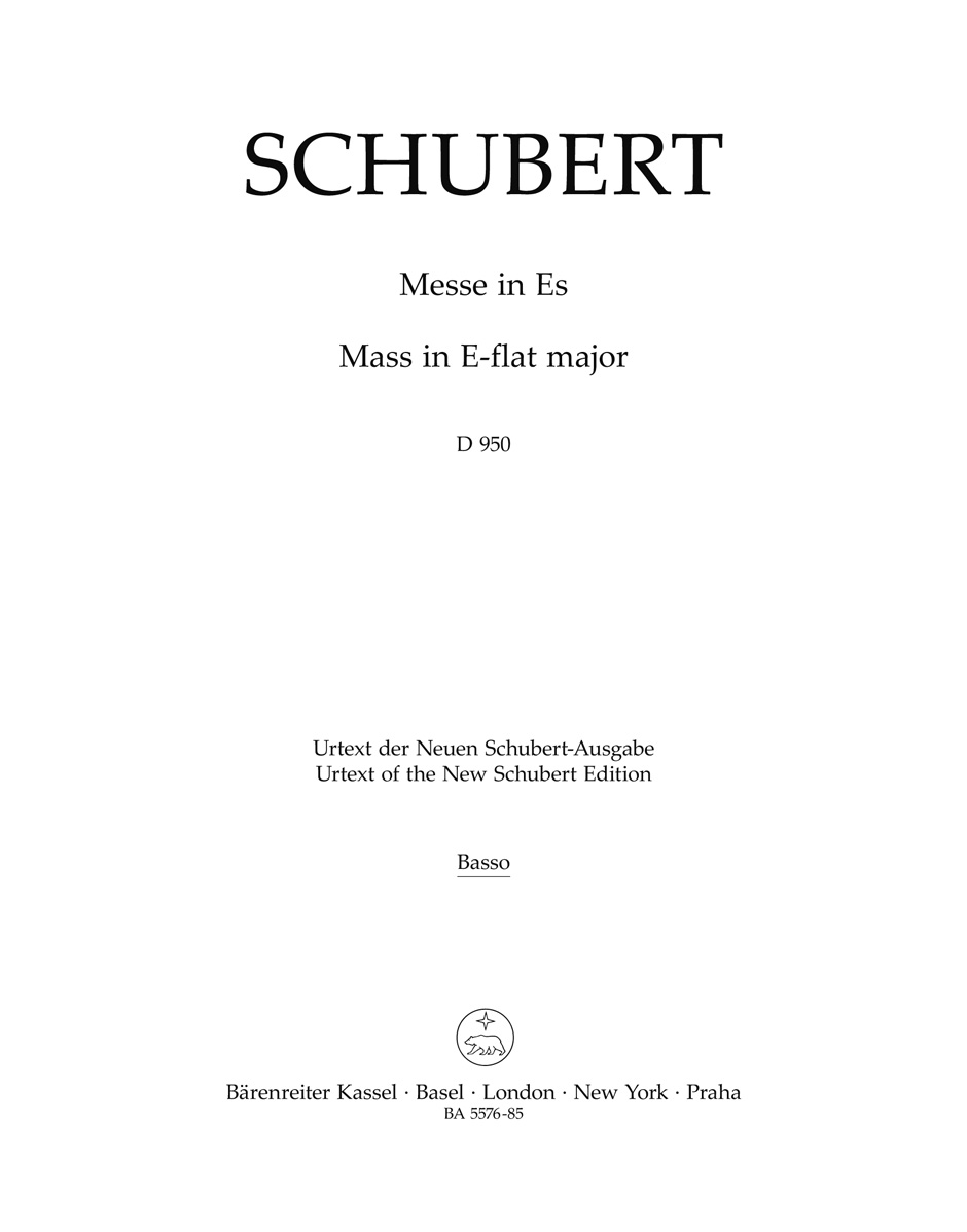 Schubert Mass In E-flat Major D 950 Double Bass Sheet Music Songbook