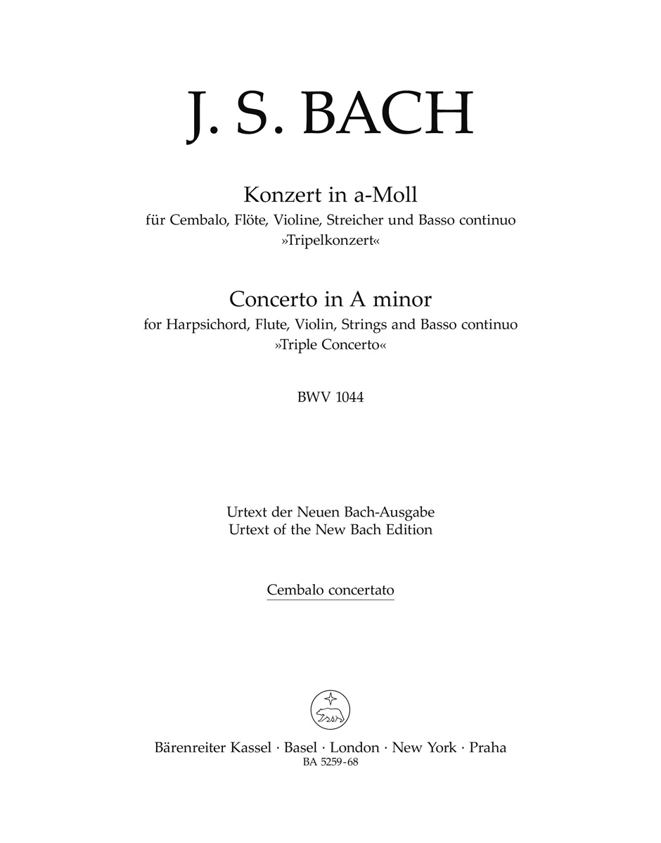 Bach Concerto In A Minor Bwv 1044 Cembalo Solo Pt Sheet Music Songbook