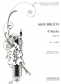 Bruch 8 Pieces No 1 Amin Op83 (cl/vln,vla,pno) Sheet Music Songbook