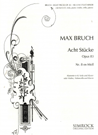 Bruch 8 Pieces No 8 Ebmin Op83 (cl/vln,vla,pno) Sheet Music Songbook