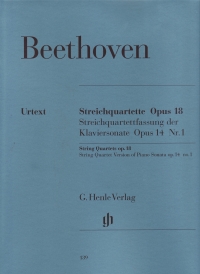 Beethoven String Quartet Op18 Comp & Op14/1 Sheet Music Songbook
