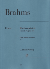 Brahms Piano Quintet Op34 Fminor (pno/2vln/vla/vc) Sheet Music Songbook