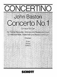 Baston Concerto No 1 G Score Tr Rec/str/bc Sheet Music Songbook