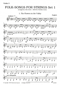 Folk Songs For Strings Set 1 Violin 3 Sheet Music Songbook