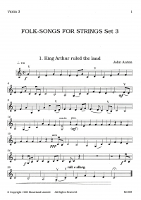 Folk Songs For Strings Set 3 Violin 3 Sheet Music Songbook