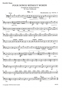 Mendelssohn 4 Songs Without Words Double Bass Pt Sheet Music Songbook