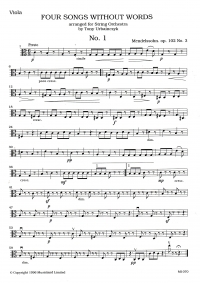 Mendelssohn 4 Songs Without Words Viola Part Sheet Music Songbook