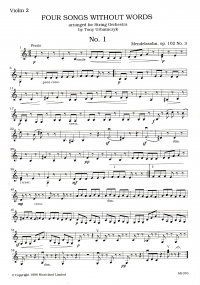 Mendelssohn 4 Songs Without Words Violin 2 Part Sheet Music Songbook