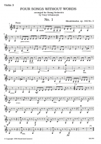 Mendelssohn 4 Songs Without Words Violin 3 Part Sheet Music Songbook