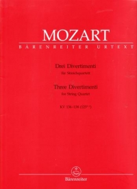 Mozart Divertimenti (3) K136-138 Str Quartet Pts Sheet Music Songbook