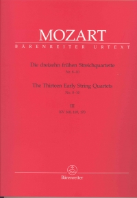 Mozart String Quartets (13 Early) Bk 3 (k168-170) Sheet Music Songbook