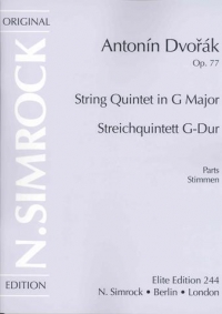 Dvorak Quintet In G For Strings Op77 Set Of Parts Sheet Music Songbook