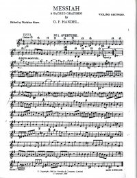 Handel Messiah Vln 2 Watkins Shaw Sheet Music Songbook