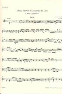 Haydn Missa Brevis St Joannis De Deo Violin 2 Sheet Music Songbook