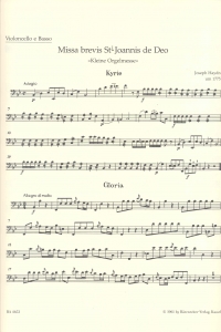 Haydn Missa Brevis St Joannis De Deo Cello/bass Sheet Music Songbook