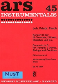 Fasch Concerto Dmaj Trumpet/2 Oboes/piano Sheet Music Songbook