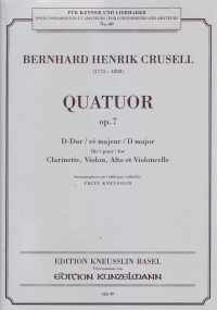Crusell Quartet In D Op7 Clarinet & Strings Sheet Music Songbook