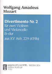 Mozart Divertimento No 2 2violins & Cello Sheet Music Songbook
