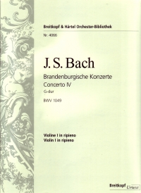 Bach Brandenburg Concerto No 4 In G Vln 1 Part Sheet Music Songbook