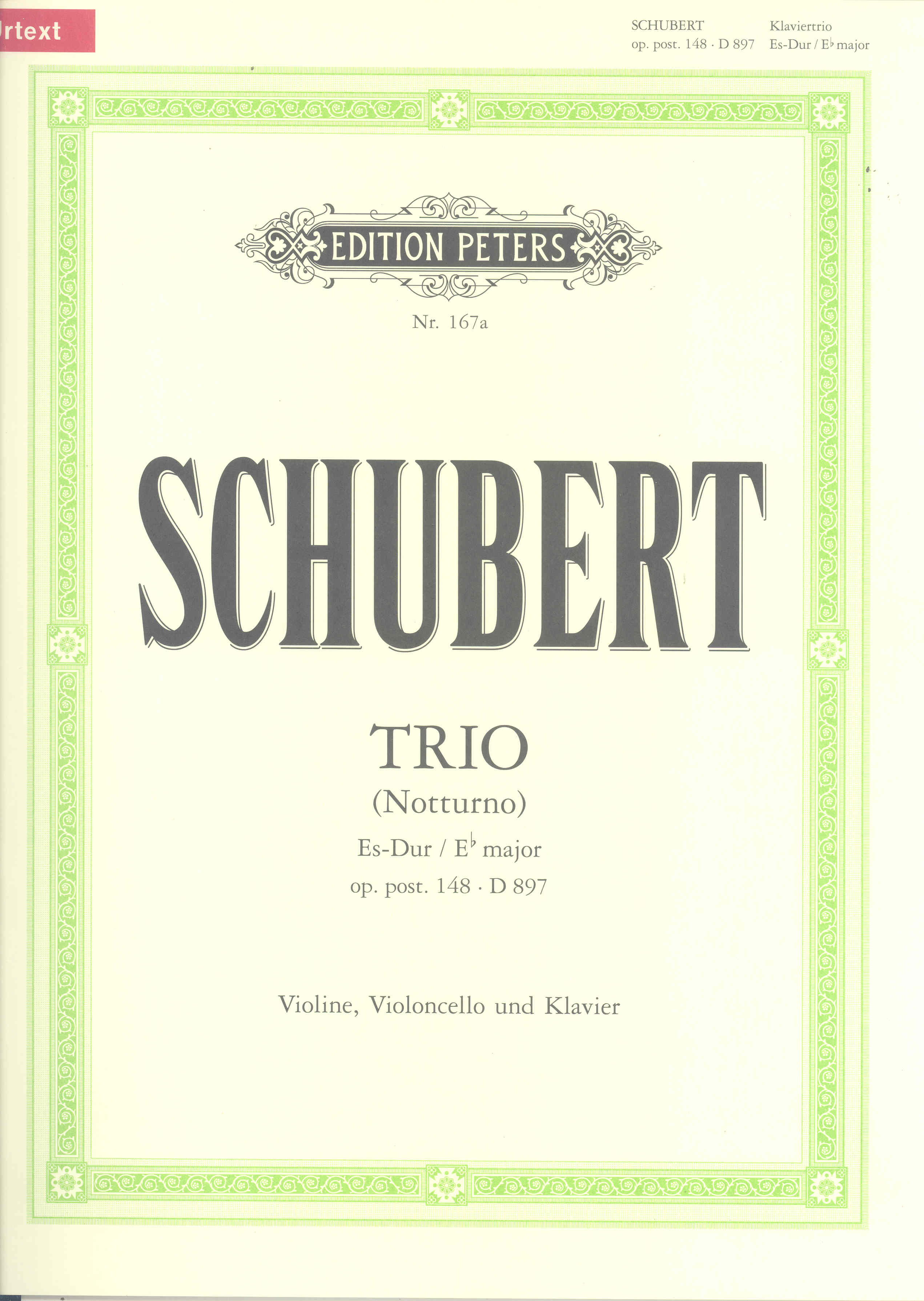 Schubert Piano Trio Notturno Op Post148 Sheet Music Songbook