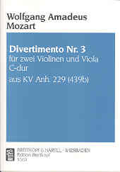 Mozart Divertimento No 3 2 Violins/viola Sheet Music Songbook