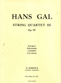 Gal String Quartet No 3 Op 95 Set Of Parts Sheet Music Songbook