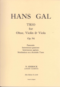 Gal Trio Op 94 Oboe/violin/viola Set Of Parts Sheet Music Songbook