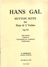 Gal Huyton Suite Op 92 Flute & 2 Violins Set/parts Sheet Music Songbook