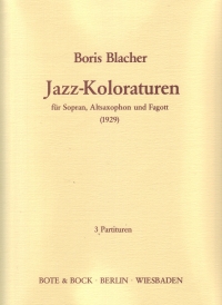 Blacher Jazz Koloraturen (1929) Sheet Music Songbook