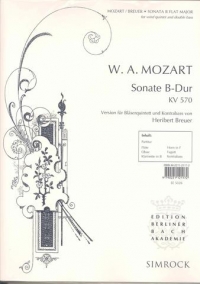 Mozart Sonata Bb K570 Wind Ensemble Sc & Parts Sheet Music Songbook