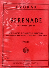 Dvorak Serenade Dmin Op44 2 Ob/2 Cl/3 Bsn Sheet Music Songbook