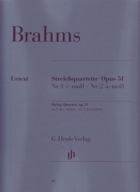 Brahms String Quartets Op51, 1 Cmin, 2 Amin Parts Sheet Music Songbook