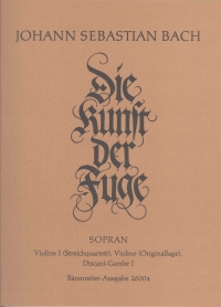 Bach Art Of Fugue Bwv1080 String Quartet Violin 1 Sheet Music Songbook