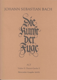 Bach Art Of Fugue Bwv1080 String Quartet Violin 2 Sheet Music Songbook