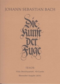 Bach Art Of Fugue Bwv1080 Tenor Gamba 1 Part Sheet Music Songbook