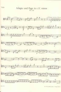 Mozart Adagio & Fugue Cmin K546 Viola Sheet Music Songbook