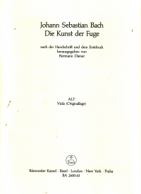 Bach Art Of Fugue (bwv 1080) Viola Original Pitch Sheet Music Songbook