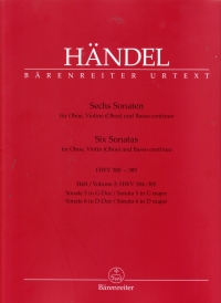 Handel Sonatas (6) (hwv 380-385) Vol 3 No 5 & 6 Sheet Music Songbook