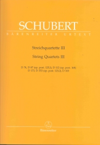 Schubert String Quartets Vol 3 (d 74 D 87 {op P Sheet Music Songbook