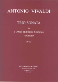 Vivaldi Trio Sonata Gmin 2 Oboes & Piano Sheet Music Songbook