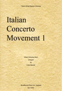 Bach Italian Concerto Mov 1 String Quartet Score Sheet Music Songbook