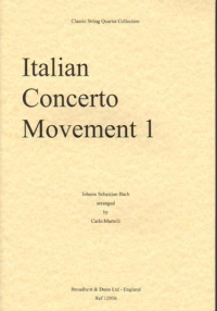 Bach Italian Concerto Mov 1 String Quartet Parts Sheet Music Songbook