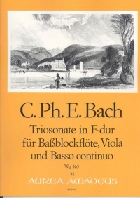 Bach Cpe Trio Sonata F Viola/bass Rec/bc Sc/pts Sheet Music Songbook