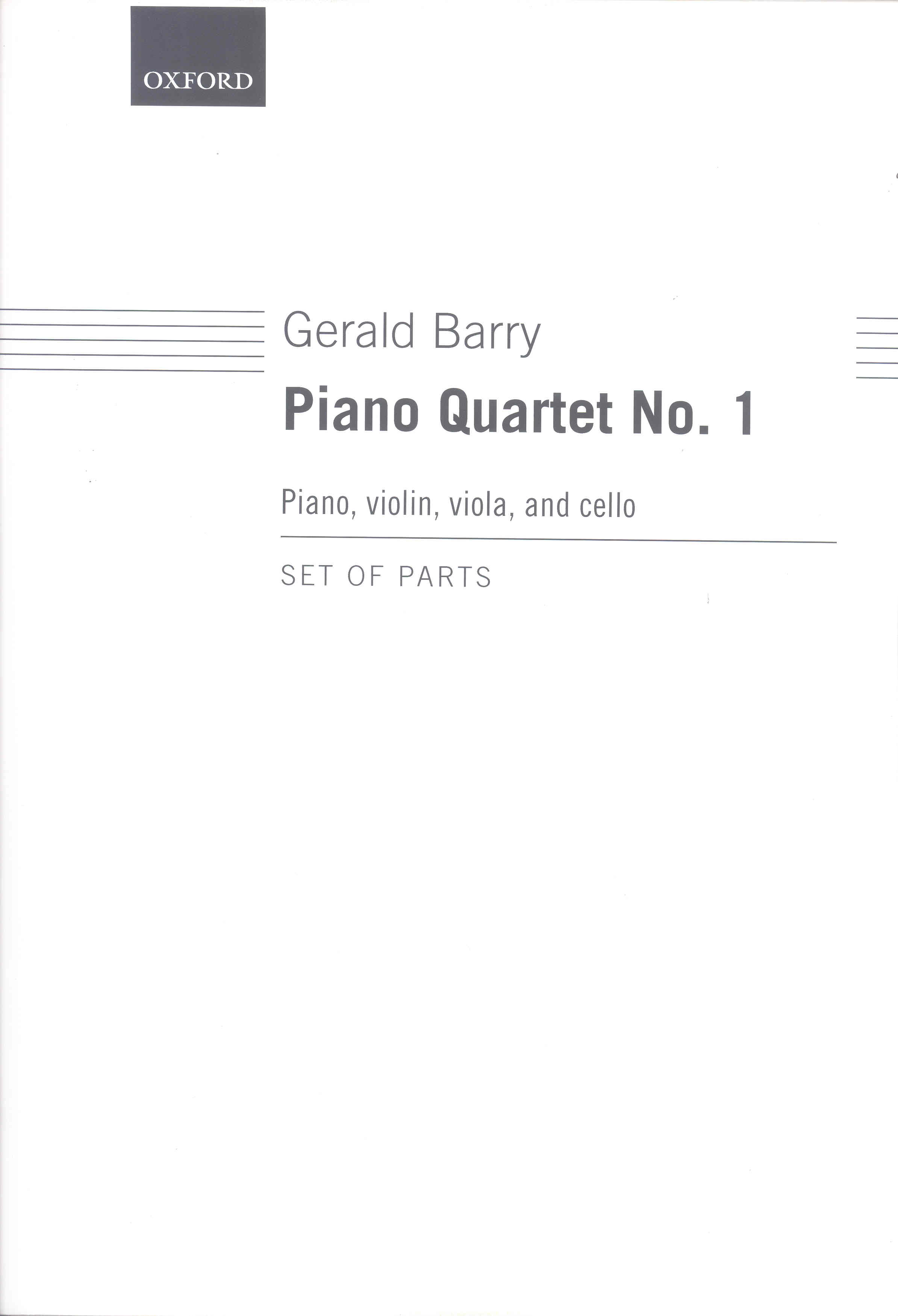 Barry Piano Quartet No 1 Set Of Parts Sheet Music Songbook