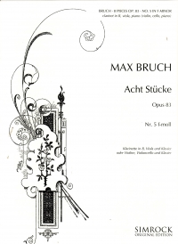 Bruch 8 Pieces No 5 Fmin Op83 (cl/vln/vla/pno) Sheet Music Songbook