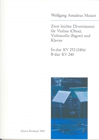 Mozart 2 Easy Divertimenti K252, K240 Vl/vc/pf Sheet Music Songbook