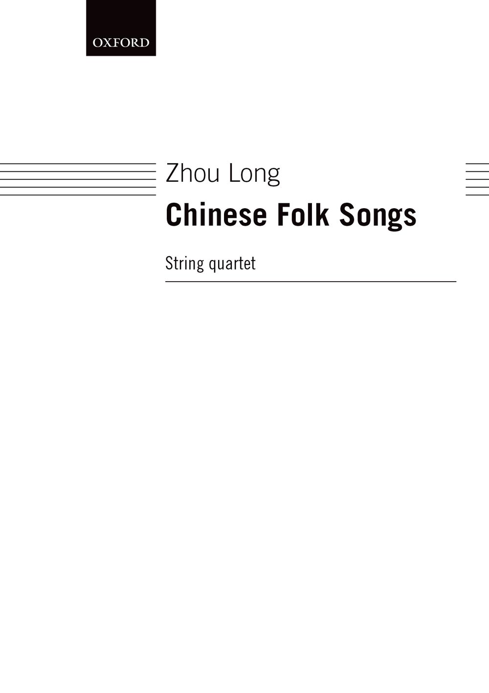 Zhou Chinese Folk Songs String Quartet Sc/pts Sheet Music Songbook