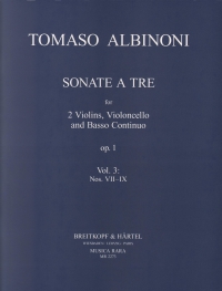 Albinoni Sonate A Tre Op1 Vol 3 Nos Vii-ix Strings Sheet Music Songbook